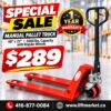 Manual Pallet Truck | ELF Brand | 27×48 | Single wheel | 1 Year Warranty | 5500 lbs.