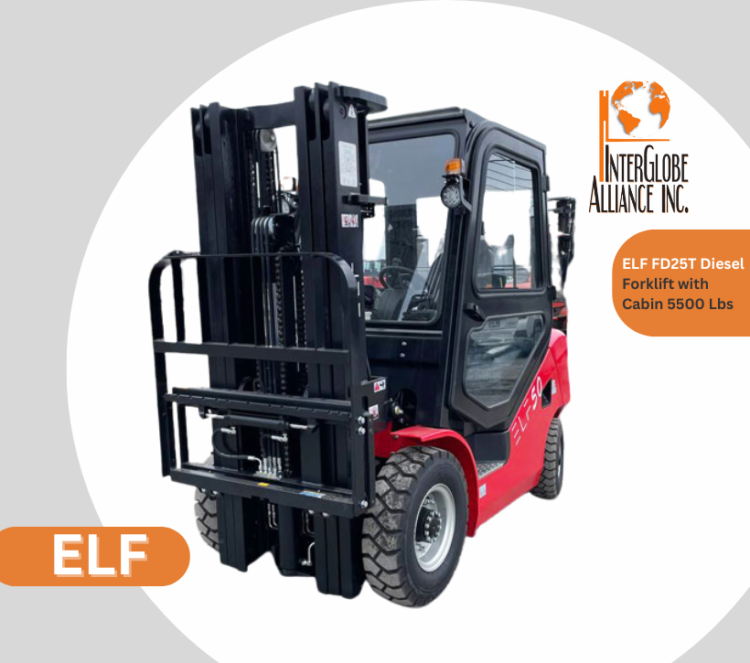 ELF FD25T Diesel Forklift with Cabin 5500 Lbs – Interglobe Alliance