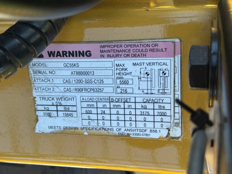 Used Forklift CATERPILLAR Model GC55KS LPG SKU#252263 - Image 9