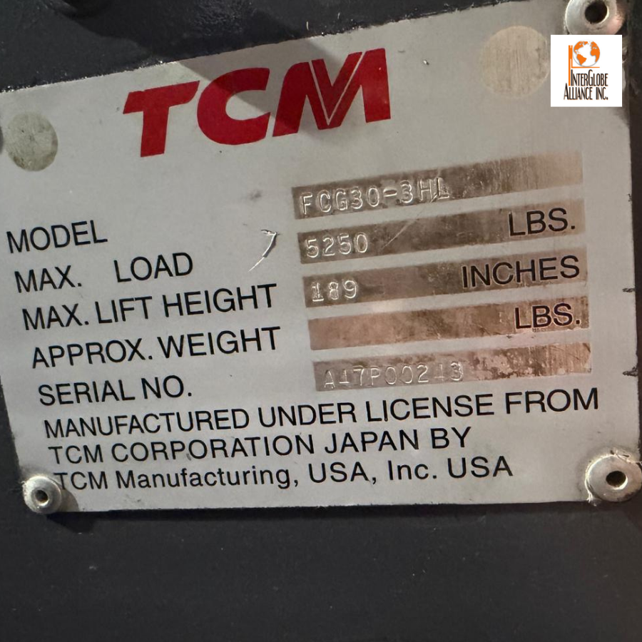 2005 Used TCM FCG30-3HL Propane Forklift 262424 – 6,000 lb - Image 9